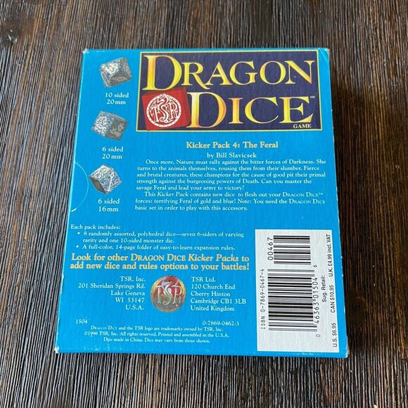 VTG TSR Dragon Dice Game Kicker Pack 4 The Feral Open Box Dice Sealed in Bag - Picture 3 of 7